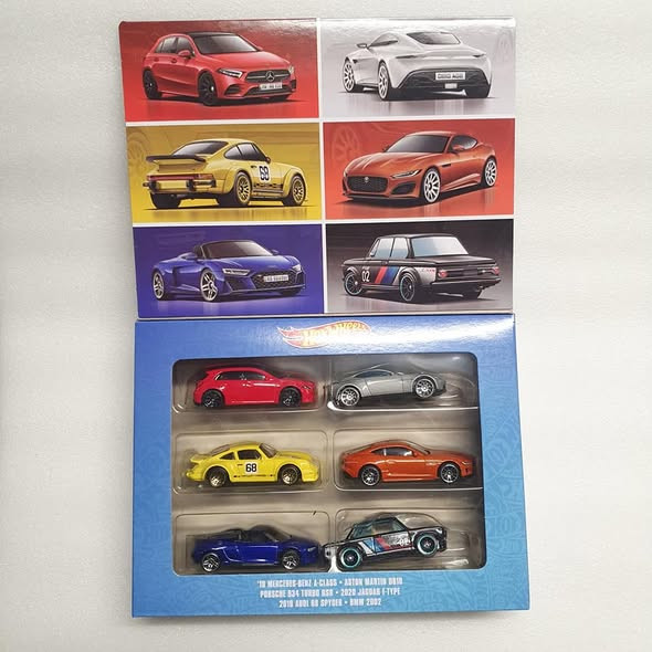 Hot Wheels European multipack of 6 cars in flip over box