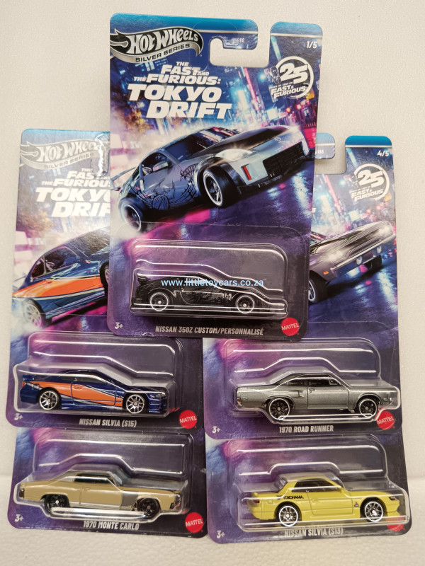 Hot Wheels 25th Ann Fast and Furious Tokyo Drift complete set of 5 cars